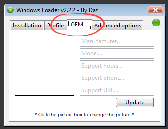 OEM в Windows 7 Loader By Daz